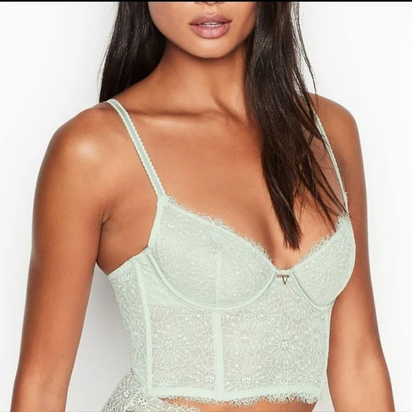 Victoria secret 34C mint green unlined longline demi bra - Picture 6 of 10